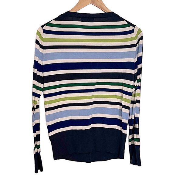Banana Republic Striped Button Front Crewneck Cardigan Medium - Picture 2 of 13
